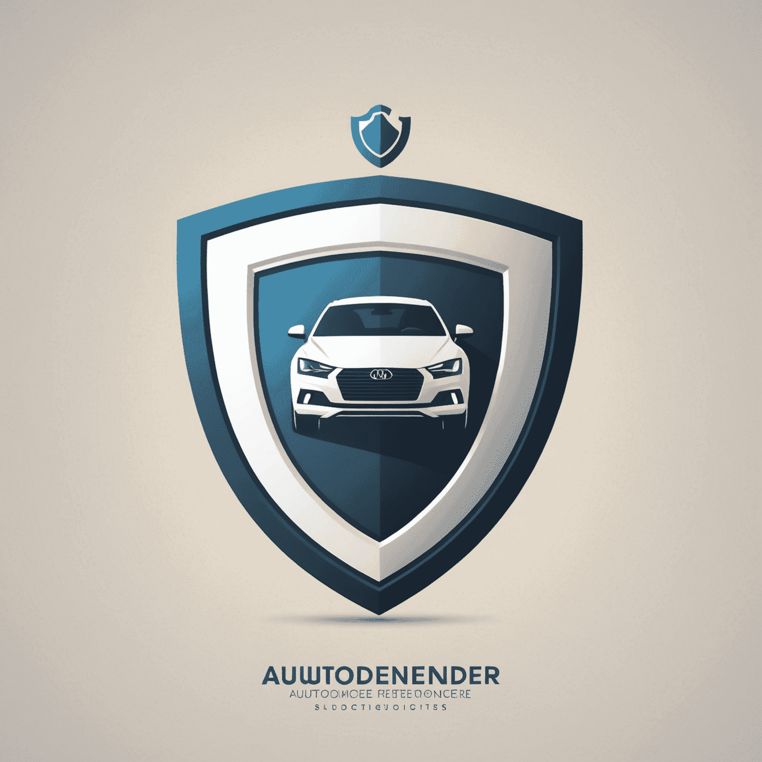 AutoDefender logo: Een modern en minimalistisch ontwerp met een gestileerde auto en een schild, wat veiligheid en bescherming symboliseert